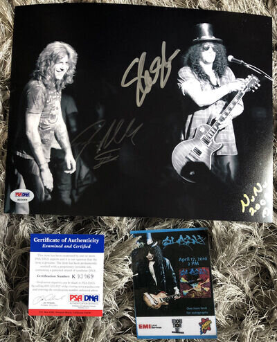 "GUNS N ROSES" SLASH Steven Adler SIGNED 8x10 Photo Autographed PSA/DNA COA