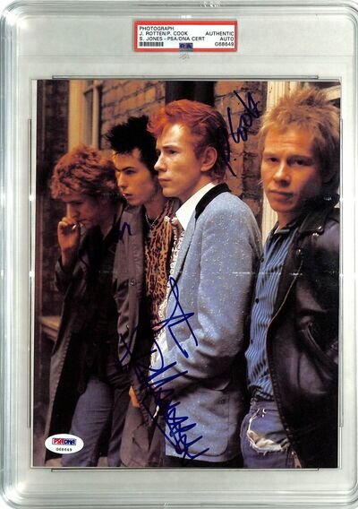 SEX PISTOLS Band Johnny Rotten +2 Signed Autographed 8x10 Photo PSA/DNA Slabbed