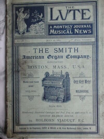 1883 journal music musical instrument news antique book organ piano violin old