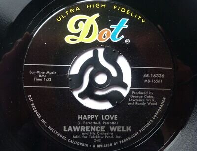 Lawrence Welk Happy Love 7" Dot 4516336 EX 1960s US pressing, Happy Love/Runaway