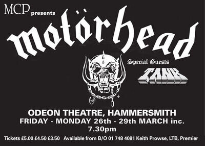 MOTORHEAD HAMMERSMITH ODEON LONDON - GIG POSTER