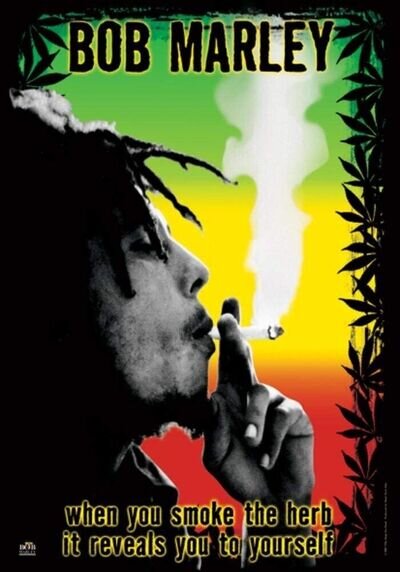 Bob Marley herb fabric poster