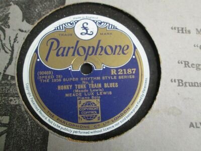 Meade Lux Lewis: Honky Tonk Train Blues/Barrelhouse 10" 78 RPM UK Shellac R 2187