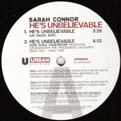 Sarah Connor - He's Unbelievable, 12", (Vinyl)