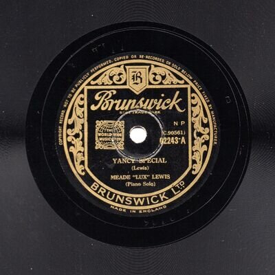 MEADE LUX LEWIS PIANO 78rpm YANCY SPECIAL / CELESTE BLUES UK BRUNSWICK 02243 EX+