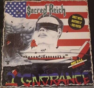 Sacred Reich - Ignorance Vinyl LP with poster 1987. Metal Blade Records ZORRO30