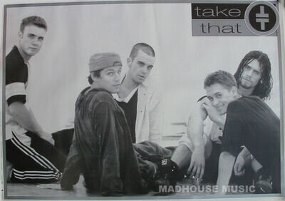 TAKE THAT original POSTER Official UK vintage 1994 Silver and black 70cm x 50cm