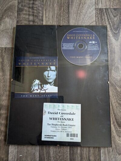 DAVID COVERDALE & WHITESNAKE Signed Promo CD- Too Many Tears & Concert Ticket 97