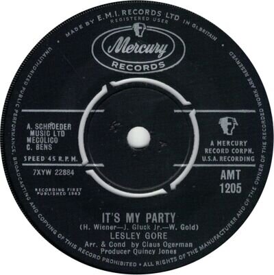 Lesley Gore – It's My Party / Danny - Mercury AMT 1209 UK 7" 1963 EX