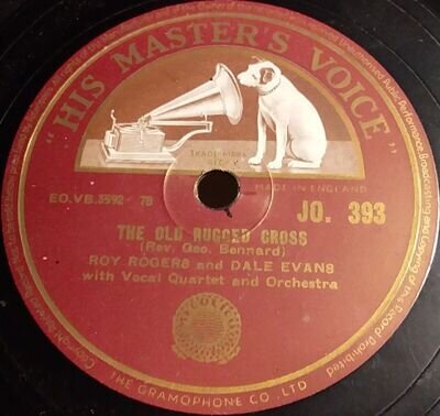 Roy Rogers & Dale Evans - The Old Rugged Cross 1954 Aust Vintage 10" Shellac 78