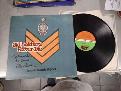 HEADS HANDS AND FEET ~ OLD SOLDIERS NEVER DIE UK LP 1973 Signed Albert Lee