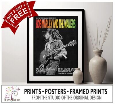 Bob Marley 1973 Speakeasy Concert Poster MULTI-PRINT or Three FRAMED Options NEW