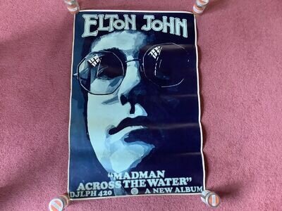 1971 ORIGINAL ELTON JOHN ‘ MADMAN ACROSS THE WATER ‘ POSTER !