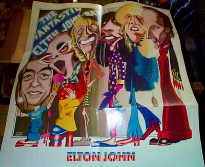 The Fantastic ELTON JOHN Band MCA Promo POSTER 1974 Vintage JACQUES BENOIT Nice*