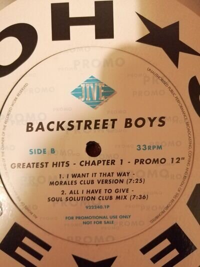 backstreet boys Greatest Hits Chapter One Promo 12 Inch.