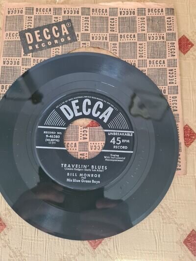 Bill Monroe Travellin Blues US Vinyl Single 1950's Bluegrass