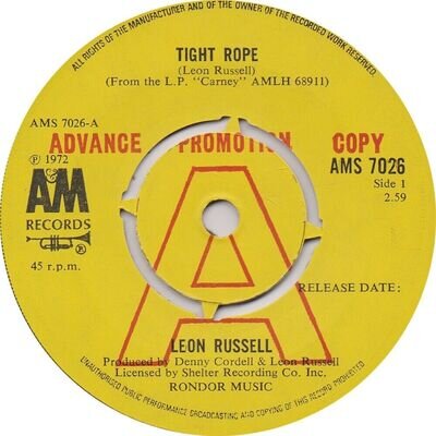 Leon Russell – Tight Rope / This Masquerade - 7" Advance Promo Copy