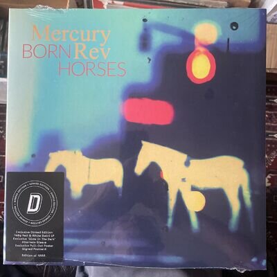 MERCURY REV BORN HORSES DINKED RED/WHITE SWIRL LP LTD. 1000 SIGNED CARD SEALED