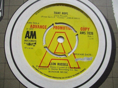 Leon Russell "Tight Rope" A&M UK PROMO 7" Single EX-