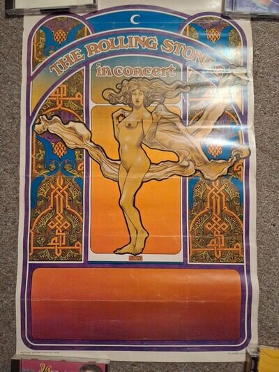 Original 1969 The Rolling Stones Concert Poster - David Byrd Rare