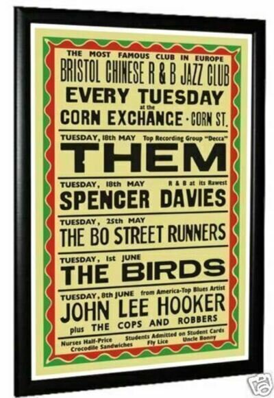 Them Van Morrison Ron Wood Birds UK Repro Concert Poster 1965 - 3 Sizes