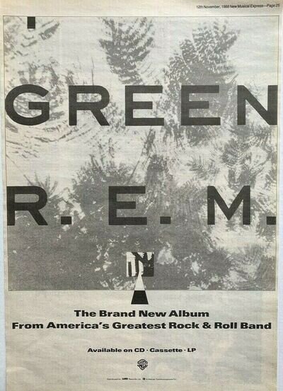 R.E.M. 1988 vintage POSTER ADVERT GREEN Michael Stipe