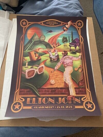 Elton John Live Glastonbury Lithograph Official Last UK Show Poster 2023