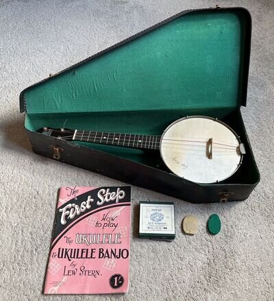 Vintage George Formby Ukulele Banjo In Original Case