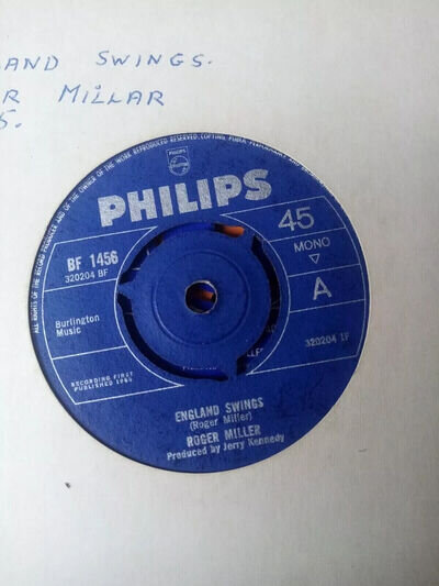 Roger Miller (Country) England Swings 7" vinyl UK Philips 1965 3 prong label