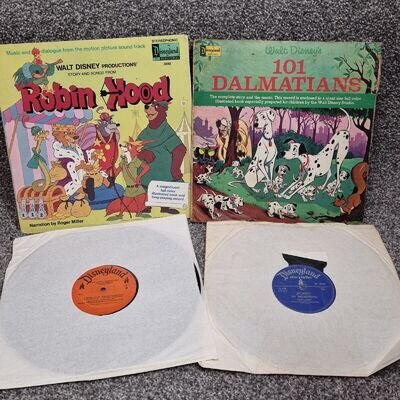 Disney Story And Songs From Robin Hood And 101 Dalmatians LP Disneyland Stereo