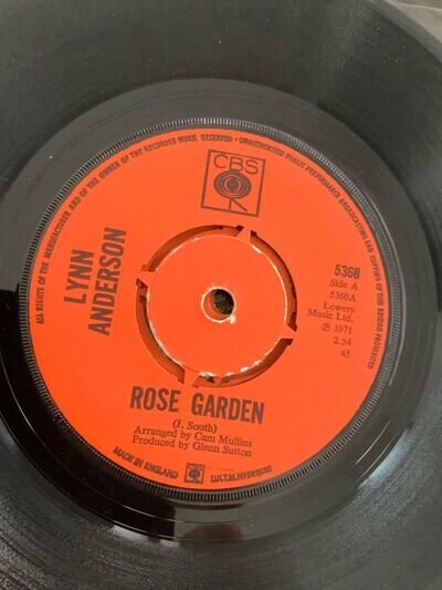 Lynn Anderson. Rose Garden 7" Single 1971. CBS Records VG+