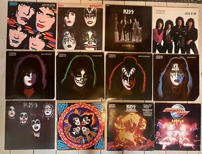 Job lot of 12 KISS albums vinyl records. Classic rock - Hard rock - Glam rock