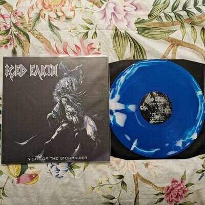 ICED EARTH NIGHT OF THE STORMRIDER 12"WHITE/AQUA/BLUE VINYL RECORD NEW