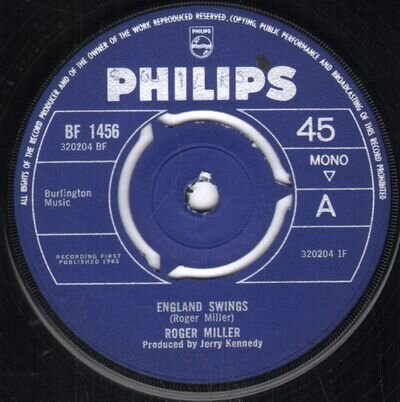 Roger Miller (Country) England Swings 7" vinyl UK Philips 1965 three prong label