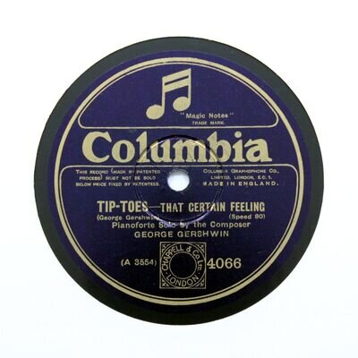 GEORGE GERSHWIN (Piano Solo) "That Certain Feeling" 1926 COLUMBIA 4066 [78 RPM]