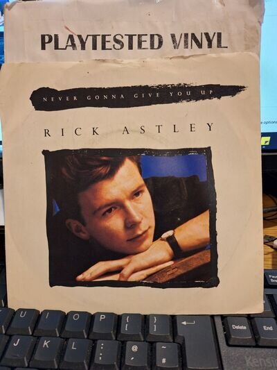 RICK ASTLEY NEVER GONNA GIVE YOU UP / INSTRUMENTAL VG+ POP VINYL 7" PIC SLEEVE