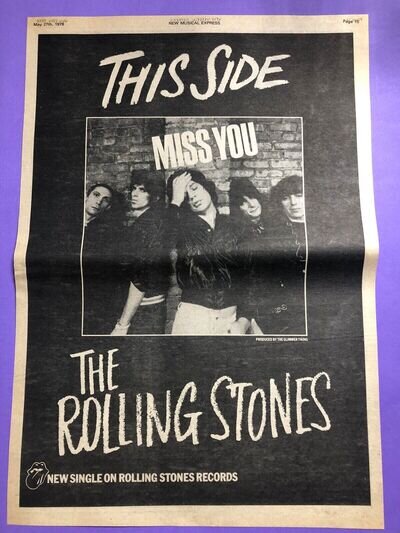 Rolling Stones Miss You/Far Away Eyes 1978 Press Advert - Poster Size