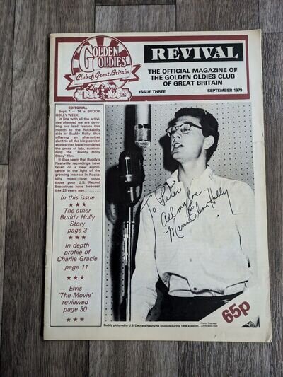 Maria Elena Holly (BUDDY HOLLY'S Wife) Hand Signed Revival Magazine