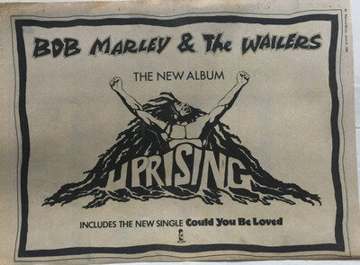 BOB MARLEY - UPRISING - 1980 Poster sized music press advert