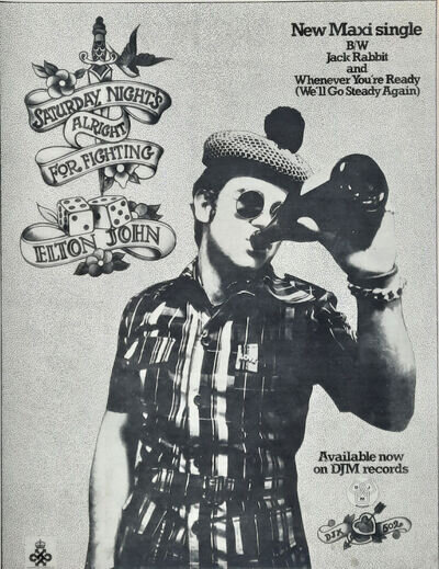 +++ 1973 ELTON JOHN Poster/Press Ad Single "Saturday Night's..."