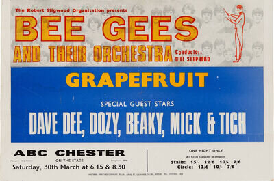 THE BEE GEES Concert Poster - 18"x12" ABC Chester 1968 - DD, D, B, M, T reprint