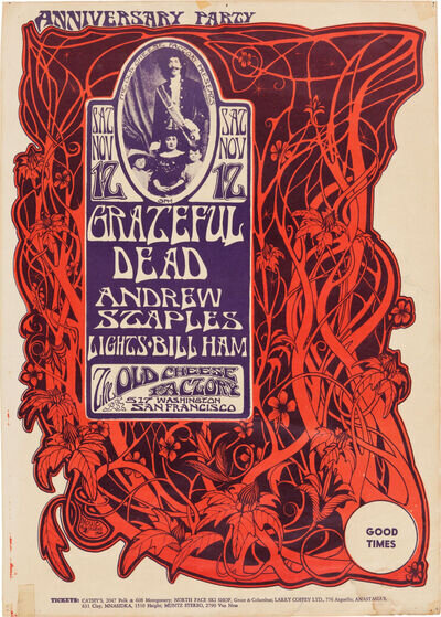 THE GRATEFUL DEAD Concert Window Poster - SAN FRANCISCO 1966 Rock Band - reprint