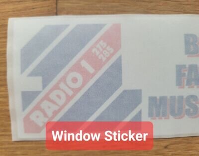 BBC Radio 1 - Car Window Radio Sticker - Retro Style 80's Radio Sticker 160x60mm