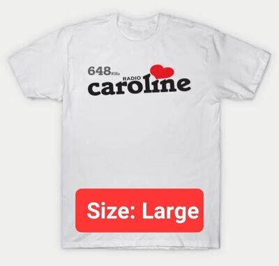 Radio Caroline 648 Pirate Radio T-shirt SIZE LARGE (White)