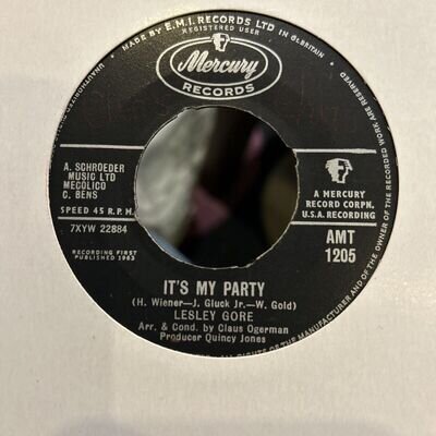 LESLEY GORE - It’s My Party 7” Single Vinyl Record Mercury AMT1205 Vg