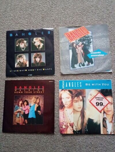 BANGLES 4 7" VINYL SINGLES - MANIC MONDAY, WALKING DOWN THE STREET