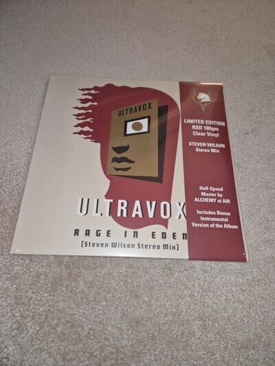 ULTRAVOX Rage In Eden RSD Black Friday 2022 Steven Wilson NEW Clear Vinyl 2-LP