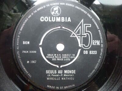 Mireille Mathieu Seuls Au Monde 7" Columbia DB8323 EX 1967 Seuls Au Monde/La Der