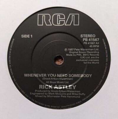 Rick Astley (Whenever you need somebody) 7 inch vinyl single - RCA - 1987