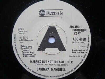 Barbara Mandrell Married But Not To Each Other 7" ABC ABC 4188 EX 1976 demo, Mar